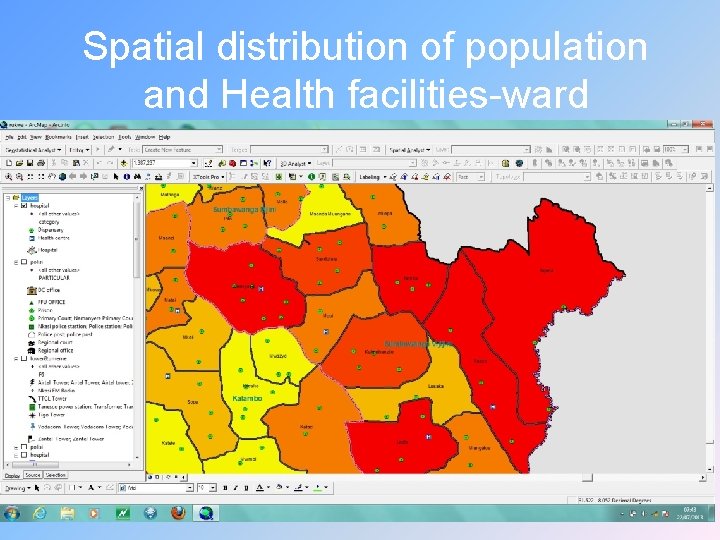 Spatial distribution of population and Health facilities-ward 