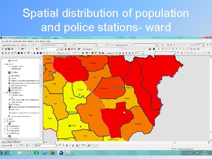Spatial distribution of population and police stations- ward 