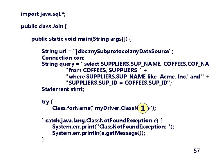 import java. sql. *; public class Join { public static void main(String args[]) {