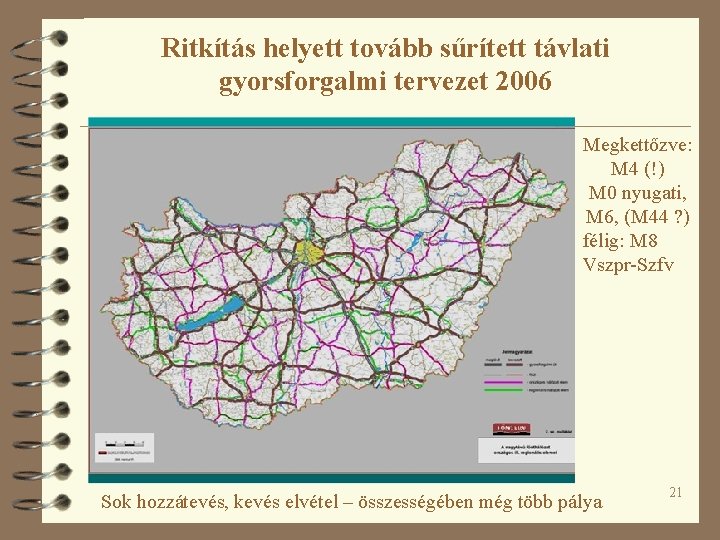 Ritkítás helyett tovább sűrített távlati gyorsforgalmi tervezet 2006 Megkettőzve: M 4 (!) M 0