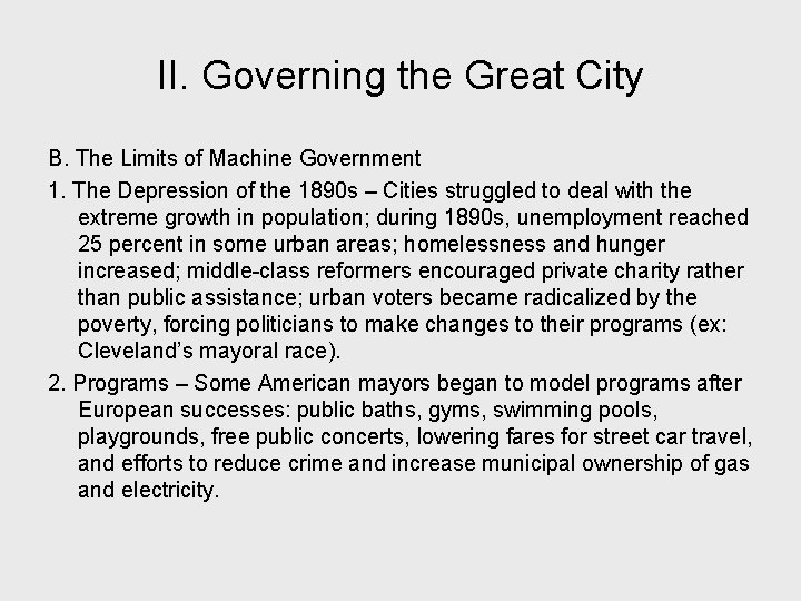 II. Governing the Great City B. The Limits of Machine Government 1. The Depression
