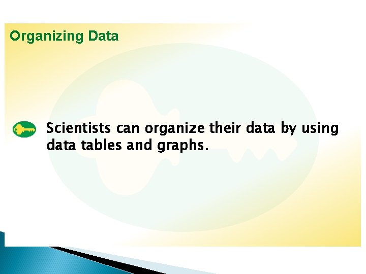 Organizing Data Scientists can organize their data by using data tables and graphs. 