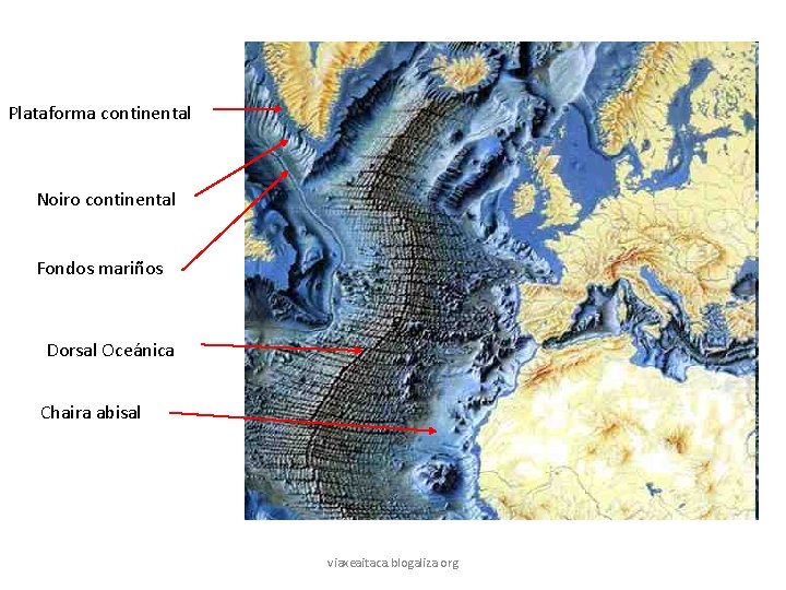 Plataforma continental Noiro continental Fondos mariños Dorsal Oceánica Chaira abisal viaxeaitaca. blogaliza. org 