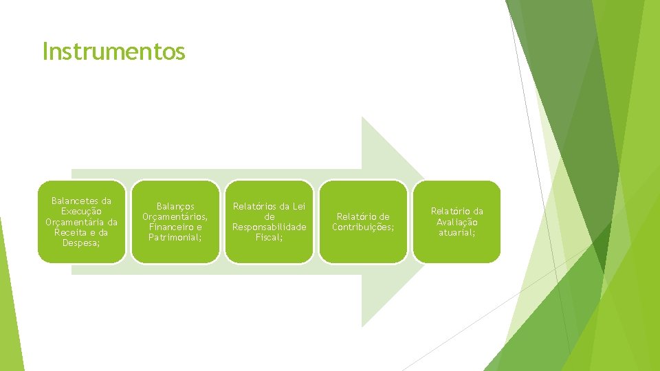 Instrumentos Balancetes da Execução Orçamentária da Receita e da Despesa; Balanços Orçamentários, Financeiro e