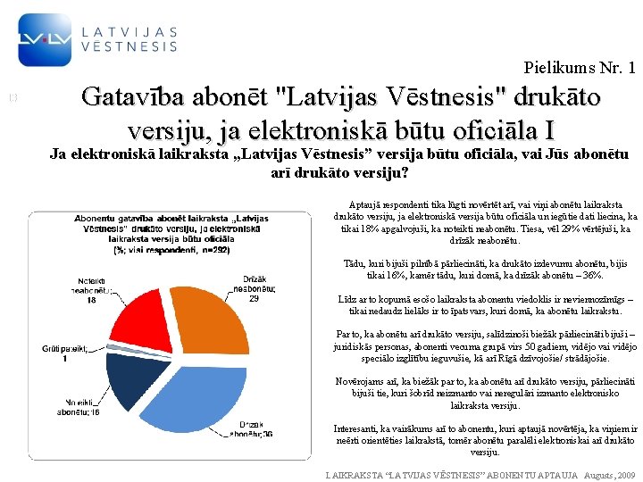 Pielikums Nr. 1 13 Gatavība abonēt "Latvijas Vēstnesis" drukāto versiju, ja elektroniskā būtu oficiāla