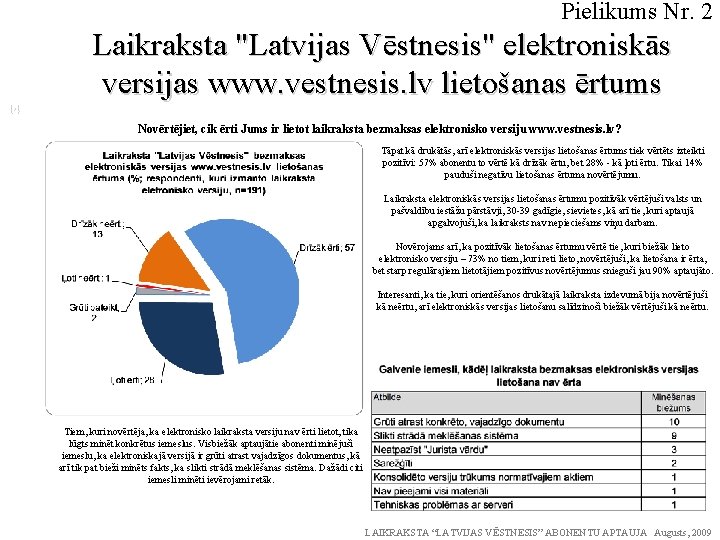 Pielikums Nr. 2 Laikraksta "Latvijas Vēstnesis" elektroniskās versijas www. vestnesis. lv lietošanas ērtums 14