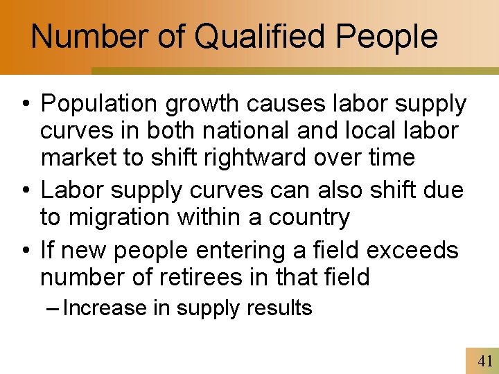 Number of Qualified People • Population growth causes labor supply curves in both national