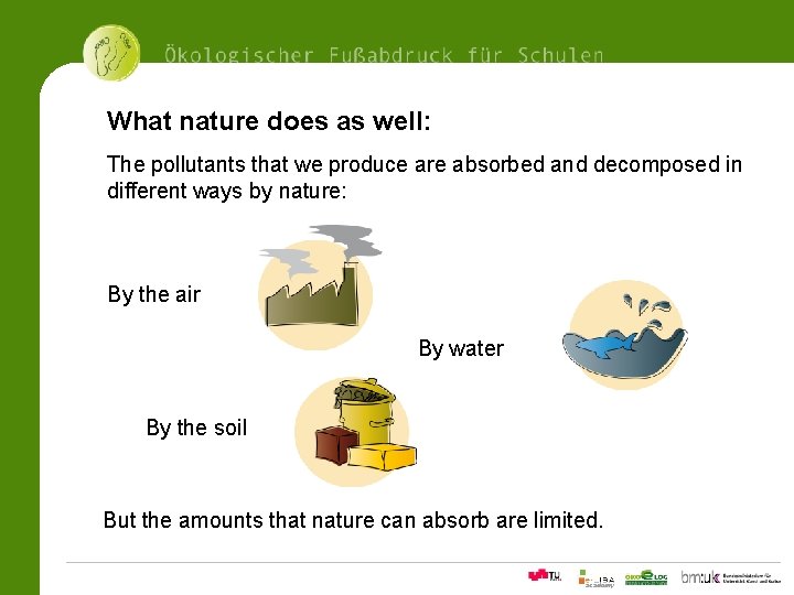 What nature does as well: The pollutants that we produce are absorbed and decomposed