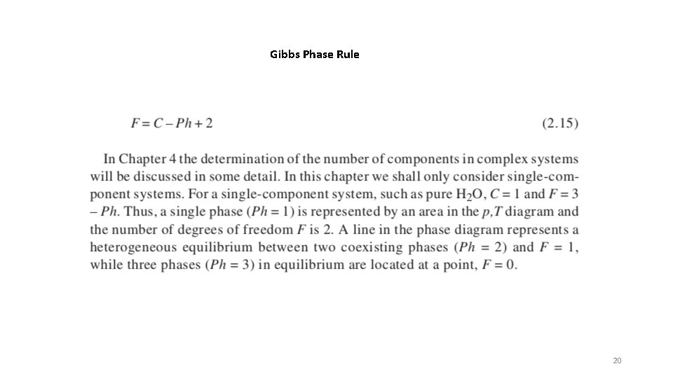 Gibbs Phase Rule 20 