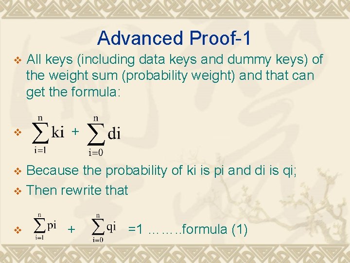 Advanced Proof-1 v v All keys (including data keys and dummy keys) of the
