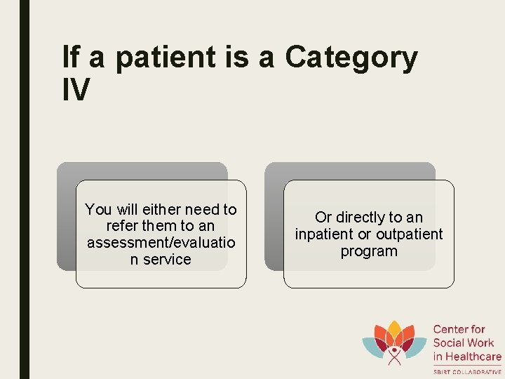 If a patient is a Category IV You will either need to refer them