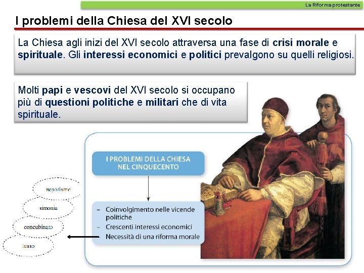 La Riforma protestante I problemi della Chiesa del XVI secolo La Chiesa agli inizi