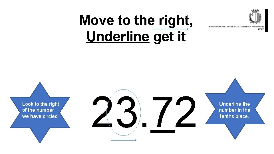 Move to the right, Underline get it Look to the right of the number