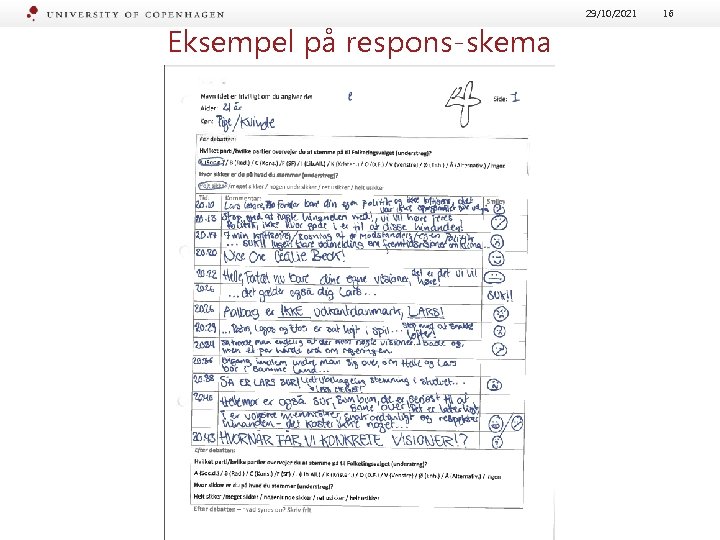 29/10/2021 Eksempel på respons-skema 16 