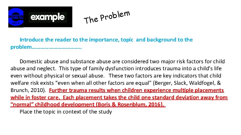 m e l b o he Pr T Introduce the reader to the importance,