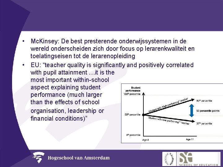  • Mc. Kinsey: De best presterende onderwijssystemen in de wereld onderscheiden zich door