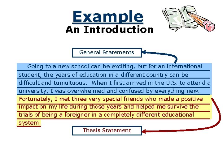 Example An Introduction General Statements Going to a new school can be exciting, but