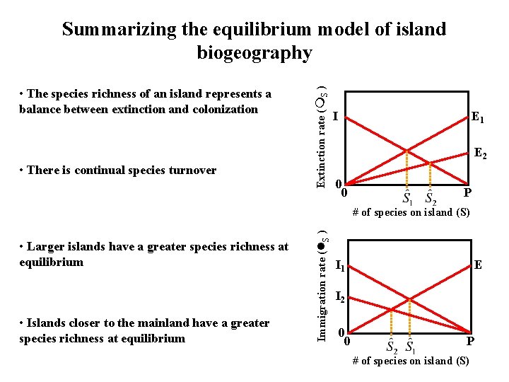  • The species richness of an island represents a balance between extinction and