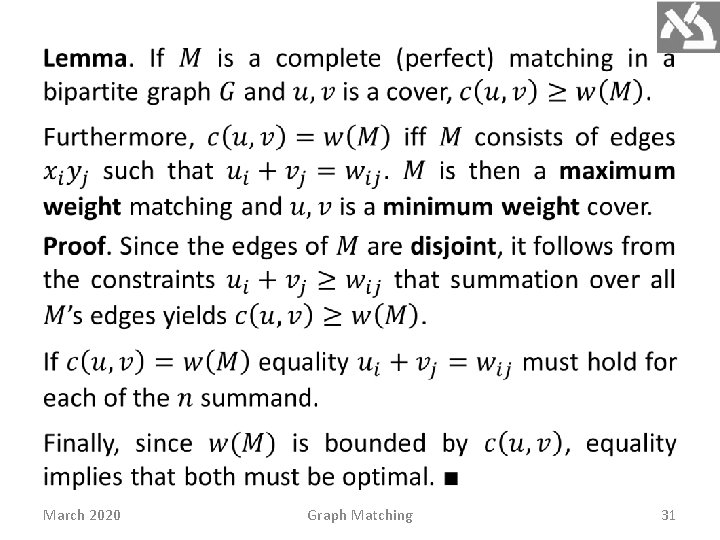 March 2020 Graph Matching 31 