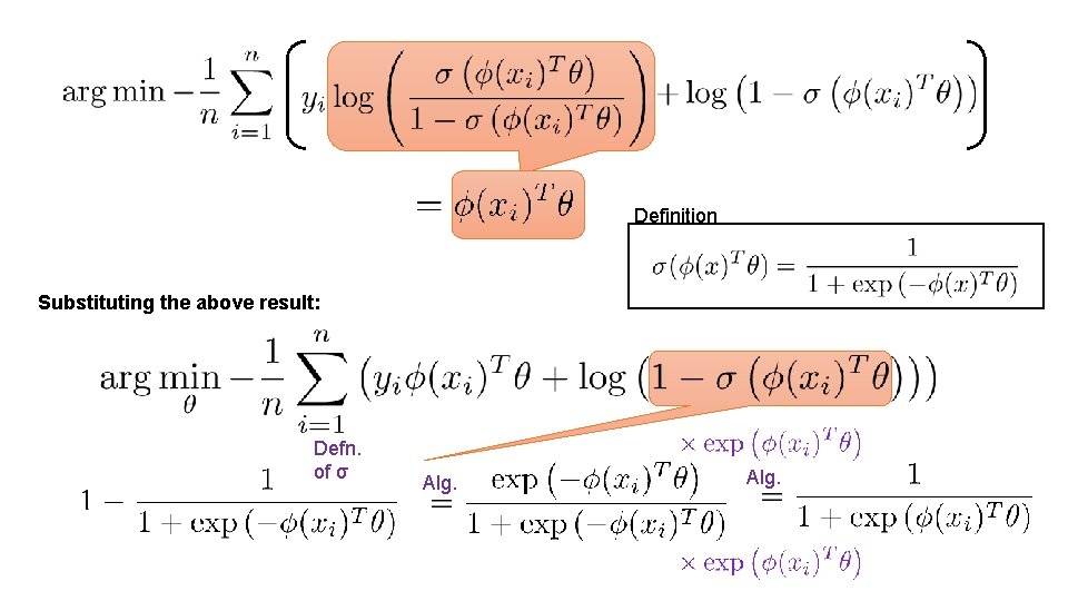 Definition Substituting the above result: Defn. of σ Alg. 