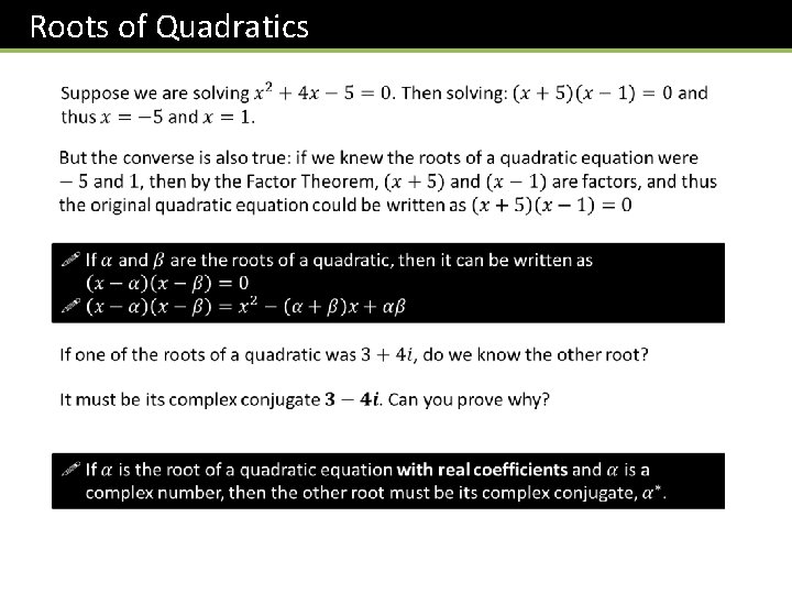 Roots of Quadratics 