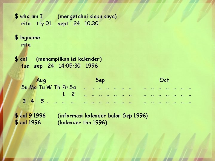 $ who am I rita tty 01 (mengetahui siapa saya) sept 24 10: 30