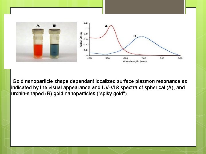 Gold nanoparticle shape dependant localized surface plasmon resonance as indicated by the visual appearance