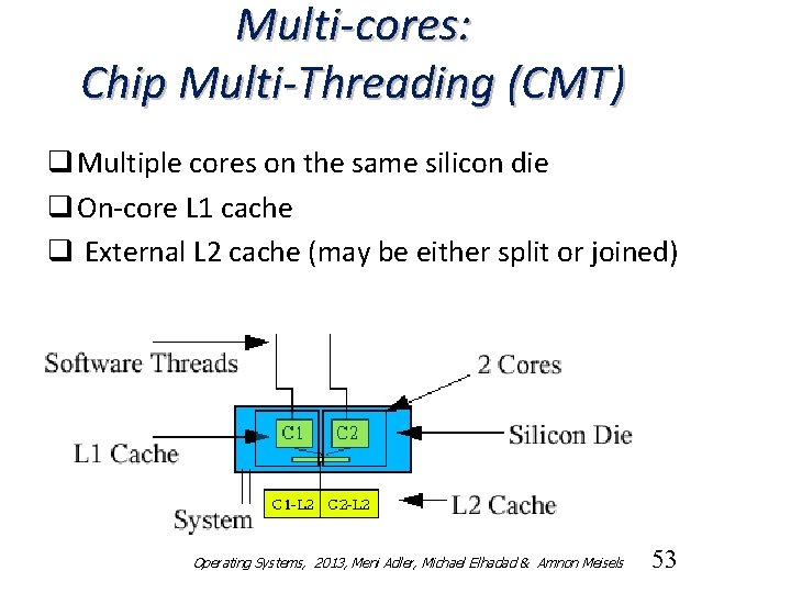 Multi-cores: Chip Multi-Threading (CMT) q Multiple cores on the same silicon die q On-core