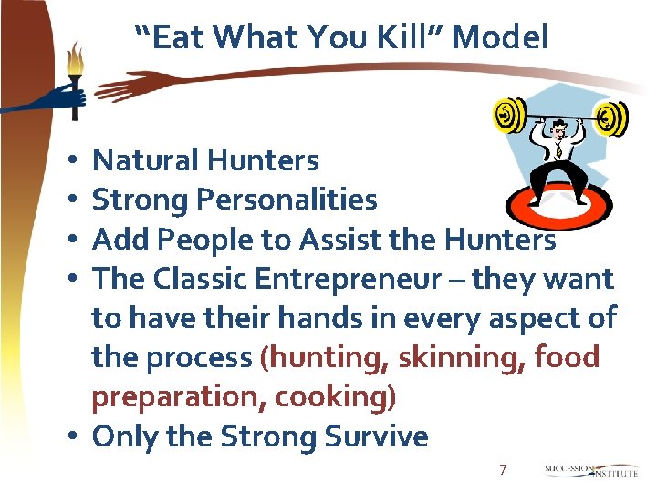 “Eat What You Kill” Model Natural Hunters Strong Personalities Add People to Assist the