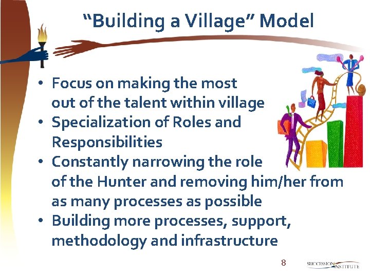 “Building a Village” Model • Focus on making the most out of the talent