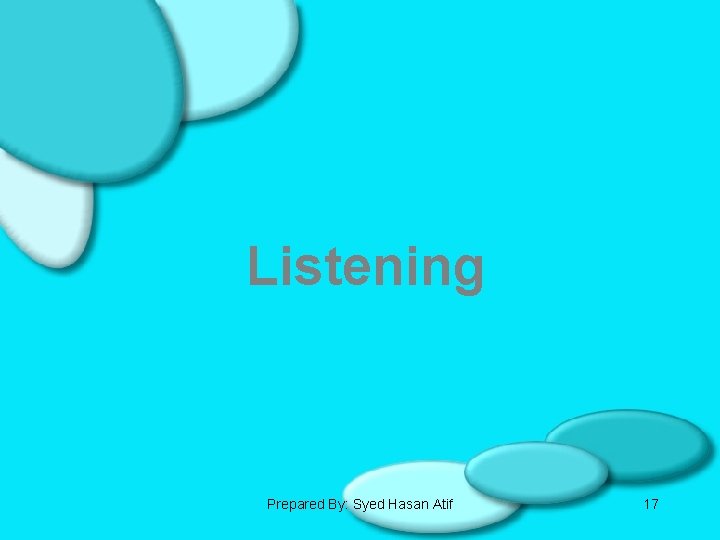 Listening Prepared By: Syed Hasan Atif 17 