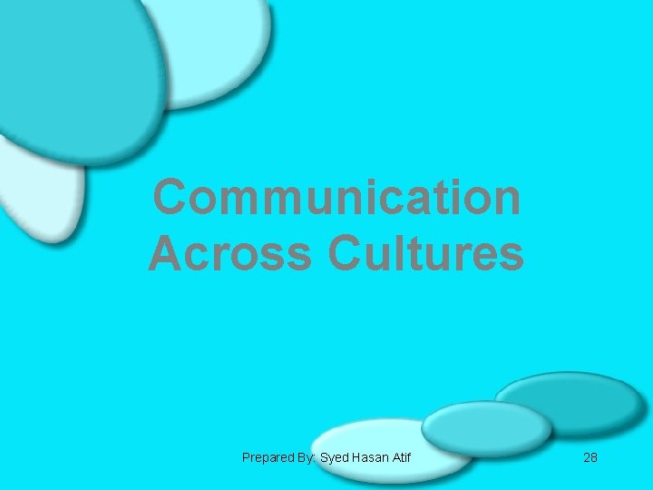 Communication Across Cultures Prepared By: Syed Hasan Atif 28 