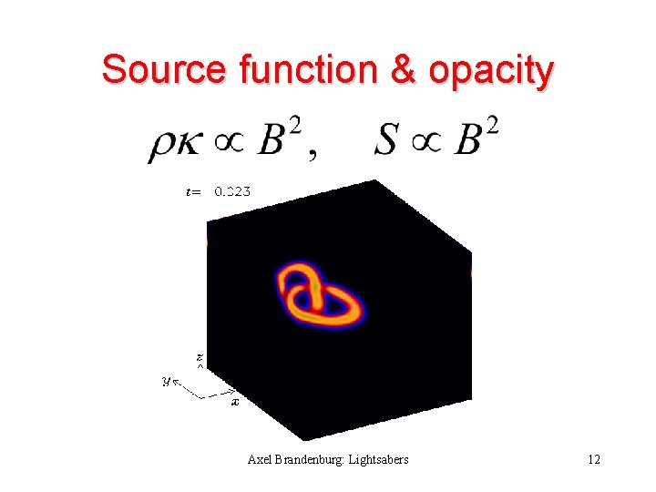 Source function & opacity Axel Brandenburg: Lightsabers 12 