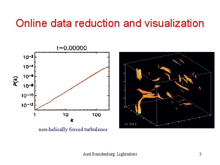 Online data reduction and visualization non-helically forced turbulence Axel Brandenburg: Lightsabers 3 