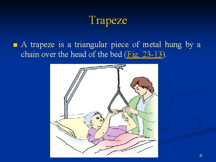 Trapeze n A trapeze is a triangular piece of metal hung by a chain