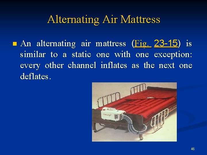 Alternating Air Mattress n An alternating air mattress (Fig. 23 -15) is similar to