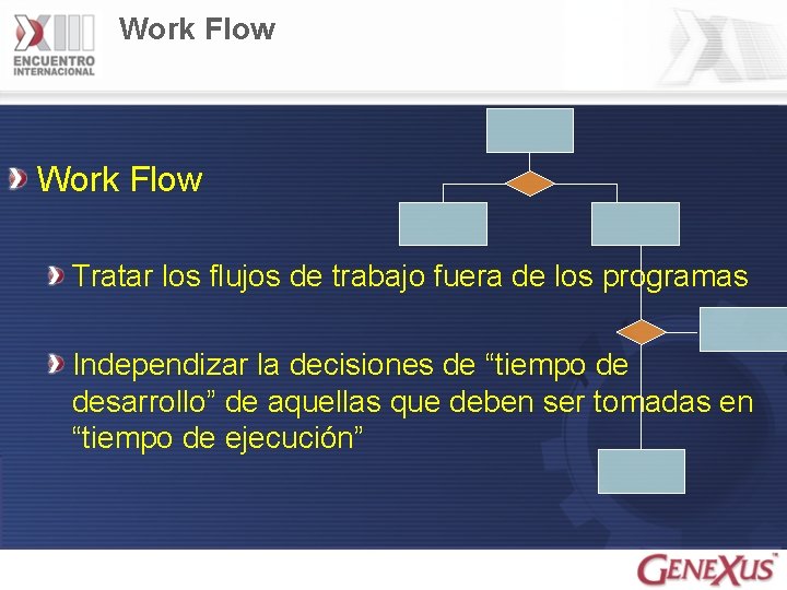 Work Flow Tratar los flujos de trabajo fuera de los programas Independizar la decisiones