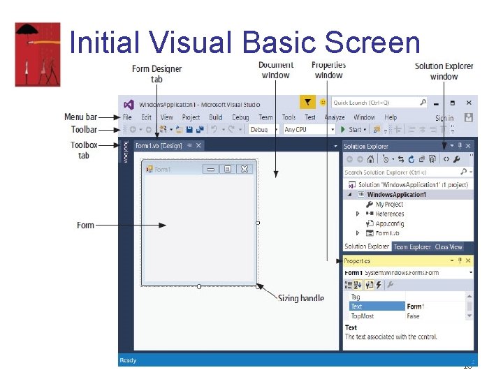 Initial Visual Basic Screen 10 Initial Visual Basic Screen 10