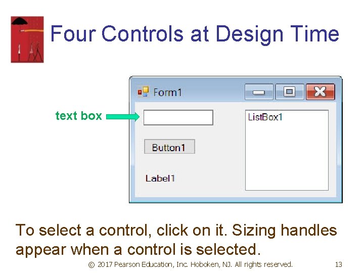 Four Controls at Design Time text box To select a control, click on it. Four Controls at Design Time text box To select a control, click on it.