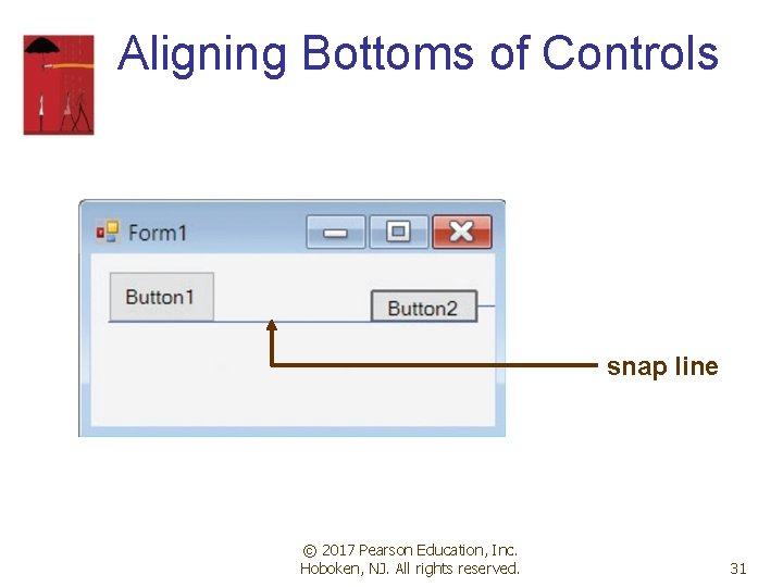 Aligning Bottoms of Controls snap line © 2017 Pearson Education, Inc. Hoboken, NJ. All Aligning Bottoms of Controls snap line © 2017 Pearson Education, Inc. Hoboken, NJ. All