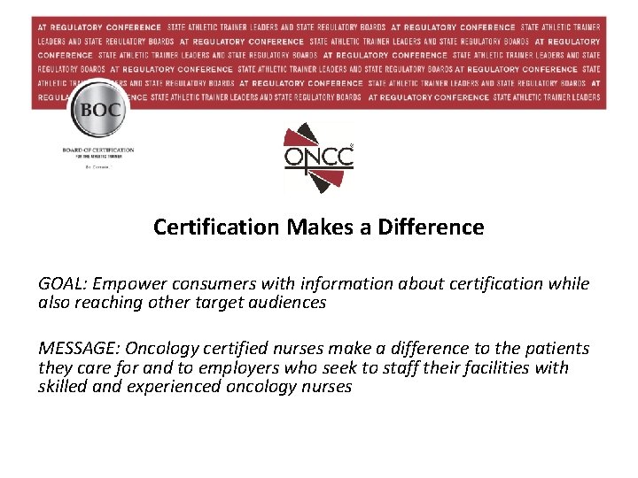 Certification Makes a Difference GOAL: Empower consumers with information about certification while also reaching