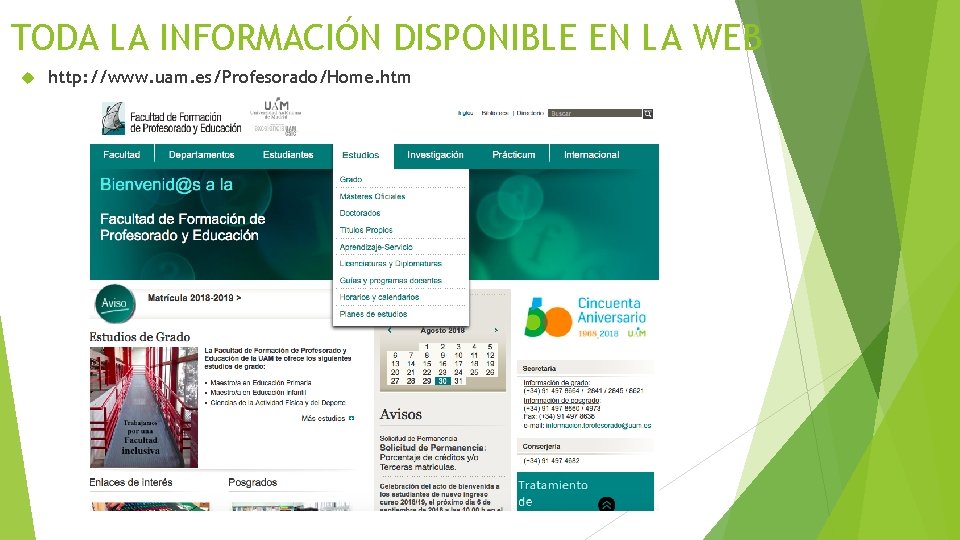 TODA LA INFORMACIÓN DISPONIBLE EN LA WEB http: //www. uam. es/Profesorado/Home. htm 