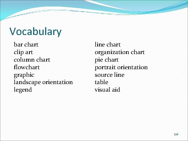 Vocabulary bar chart clip art column chart flowchart graphic landscape orientation legend line chart