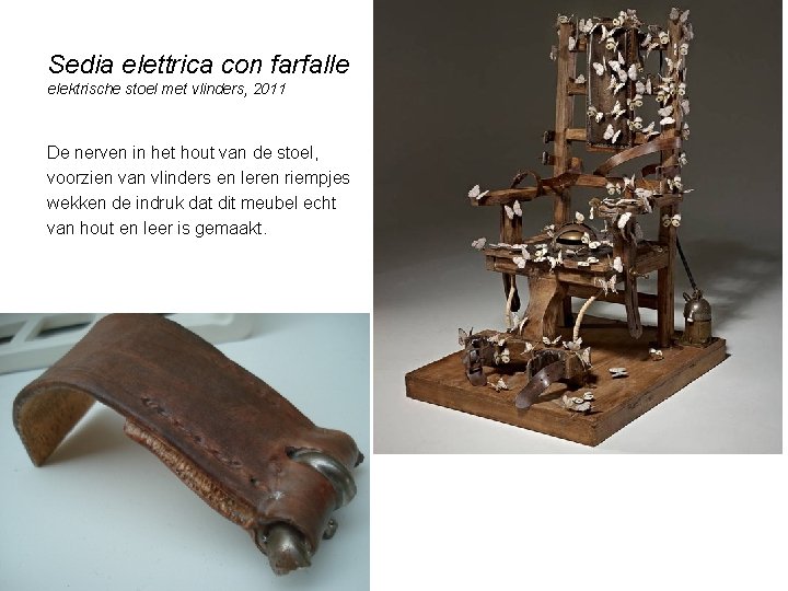 Sedia elettrica con farfalle elektrische stoel met vlinders, 2011 De nerven in het hout