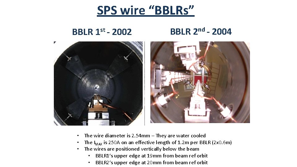 SPS wire “BBLRs” BBLR 1 st - 2002 BBLR 2 nd - 2004 •