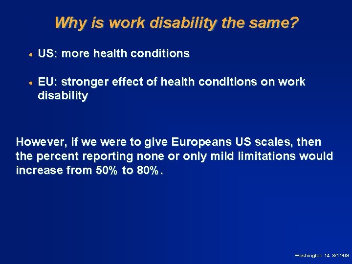 Why is work disability the same? · US: more health conditions · EU: stronger