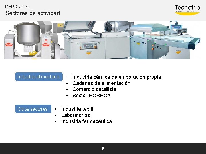 MERCADOS Sectores de actividad Industria alimentaria Otros sectores • • Industria cárnica de elaboración