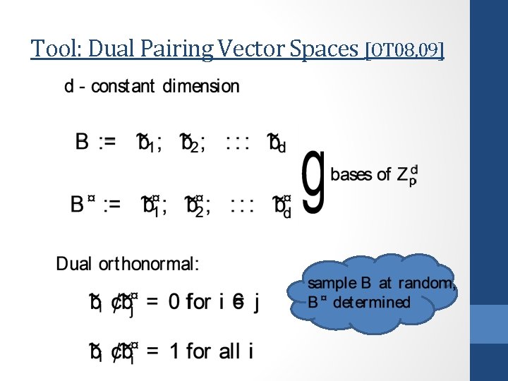 Tool: Dual Pairing Vector Spaces [OT 08, 09] 