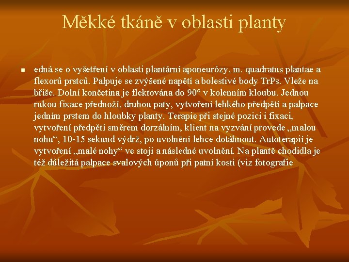 Měkké tkáně v oblasti planty n edná se o vyšetření v oblasti plantární aponeurózy,