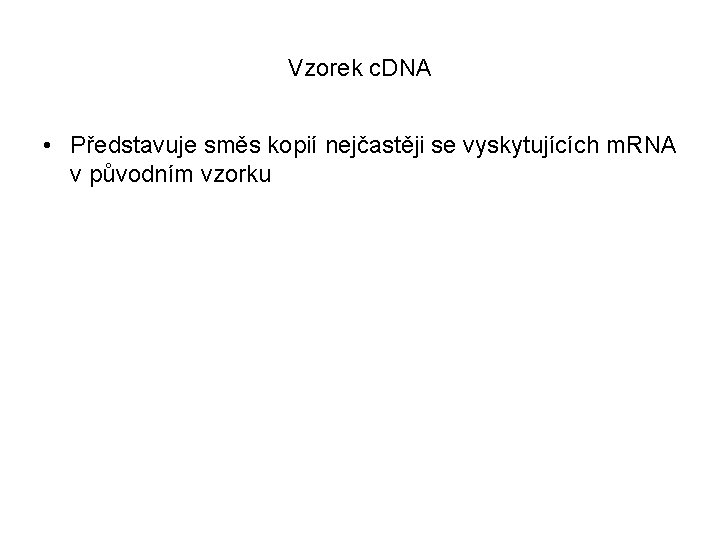 Vzorek c. DNA • Představuje směs kopií nejčastěji se vyskytujících m. RNA v původním